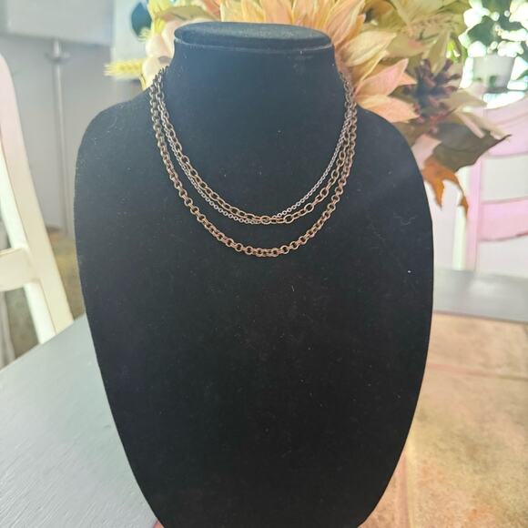 Sabika Gold Tone Multi Chain Chainlink Layered Necklace - Picture 1 of 7